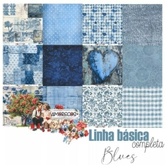 Kit de papéis Básicos Blues 30,5x30,5cm, 6 Folhas - Coleção Amorecos – Carina Sartor