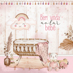 Bloco de Papéis para Scrapbook, 15x15 cm - Coleção Boho Baby Girl - Litoarte - comprar online