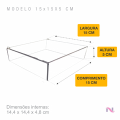 Caixa 15x15x5 cm Acrílica Organizadora Tampa Flip "Articulável" - loja online