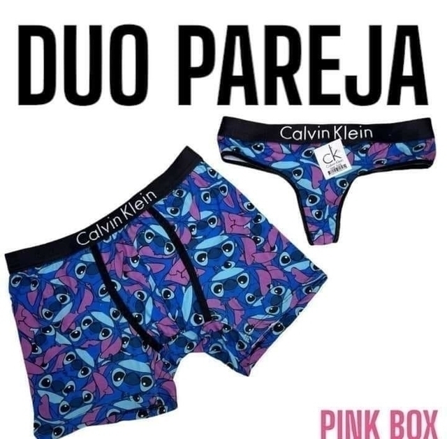 DUO PAREJA TANGA Y BOXER CARICATURAS PINK BOX