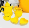 Conjunto De Porcelana Amarelo Bule 1 Litro