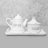 Conjunto bule de café provençal com açucareiro e bandeja porcelana words