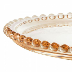 Conjunto 4 Pratos de Cristal Coração Pearl Âmbar 17cm x 14,5cm x 1,5cm - Ordalha Ofertas | A Loja da Mesa Posta