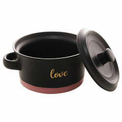 Mini Caçarola de Cerâmica Love Preto Matt/Rosa 16,5cm x 12,5cm x 8,5cm - comprar online