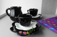 Conjunto Jarra Flor 3 Peças Preto