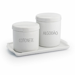 Kit Bandeja Porta Algodão E Cotonete Porcelana Words - comprar online