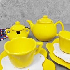 Conjunto De Chá Flor 4 Peças Amarelo Poá - comprar online