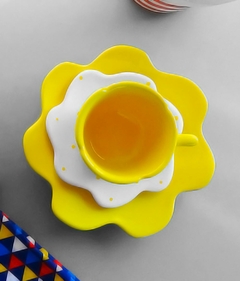 Xícara De Chá Flor 100 ml Amarelo Poá - comprar online