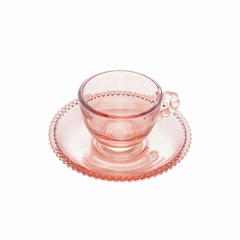 Imagem do Xícara de Café de Cristal com Pires Pearl Rosa 80ml