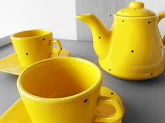 Conjunto Café Provençal 3 Peças Amarelo Poá Preto na internet