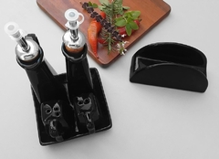 Conjunto Galheteiro E Guardanapo De Mesa Preto - comprar online