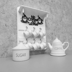 Conjunto bule no coffee no workee provençal com açucareiro words - comprar online