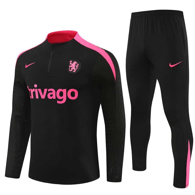 Conjunto Chelsea Nike Agasalho e Calca Preto e Rosa