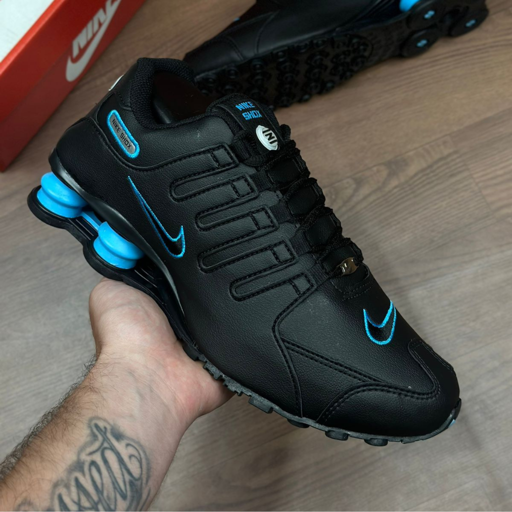 Tenis Nike Shox NZ Preto e Azul Street Shop