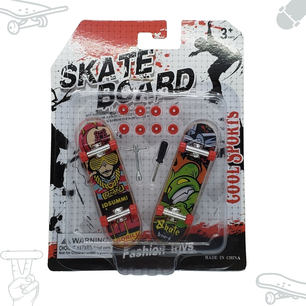 Kit 5 Skate De Dedo Fingerboard Mini Com Lixa Truck Metal