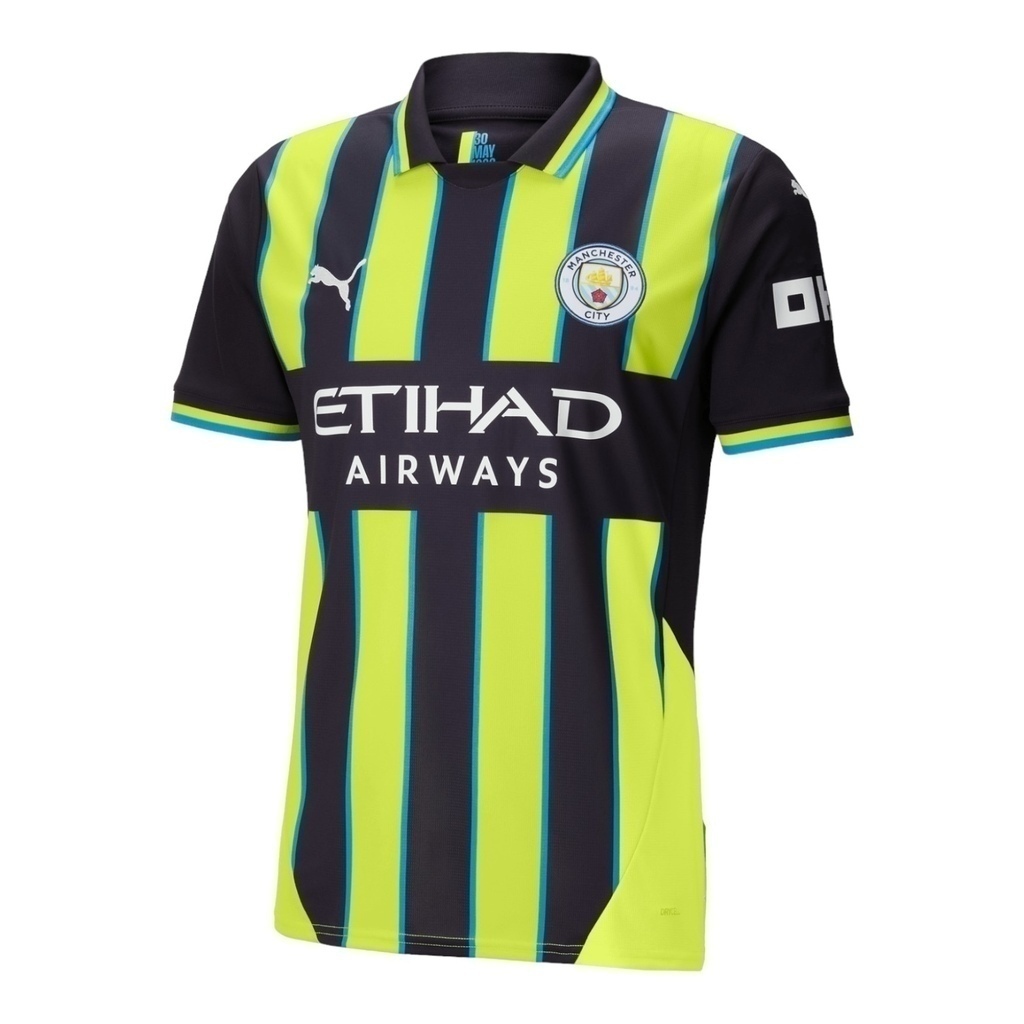 Camisa Manchester City II 24 25 Torcedor Puma Masculina Preta e amarela com detalhes em azul