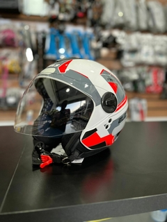 CAPACETE FREEWAY BLEND BRANCO COM VERMELHO - loja online