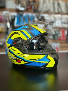 CAPACETE FW3 -GTX FOX AMARELO/AZUL 58 (NOVA FORRAC - comprar online