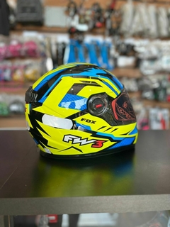 CAPACETE FW3 -GTX FOX AMARELO/AZUL 58 (NOVA FORRAC