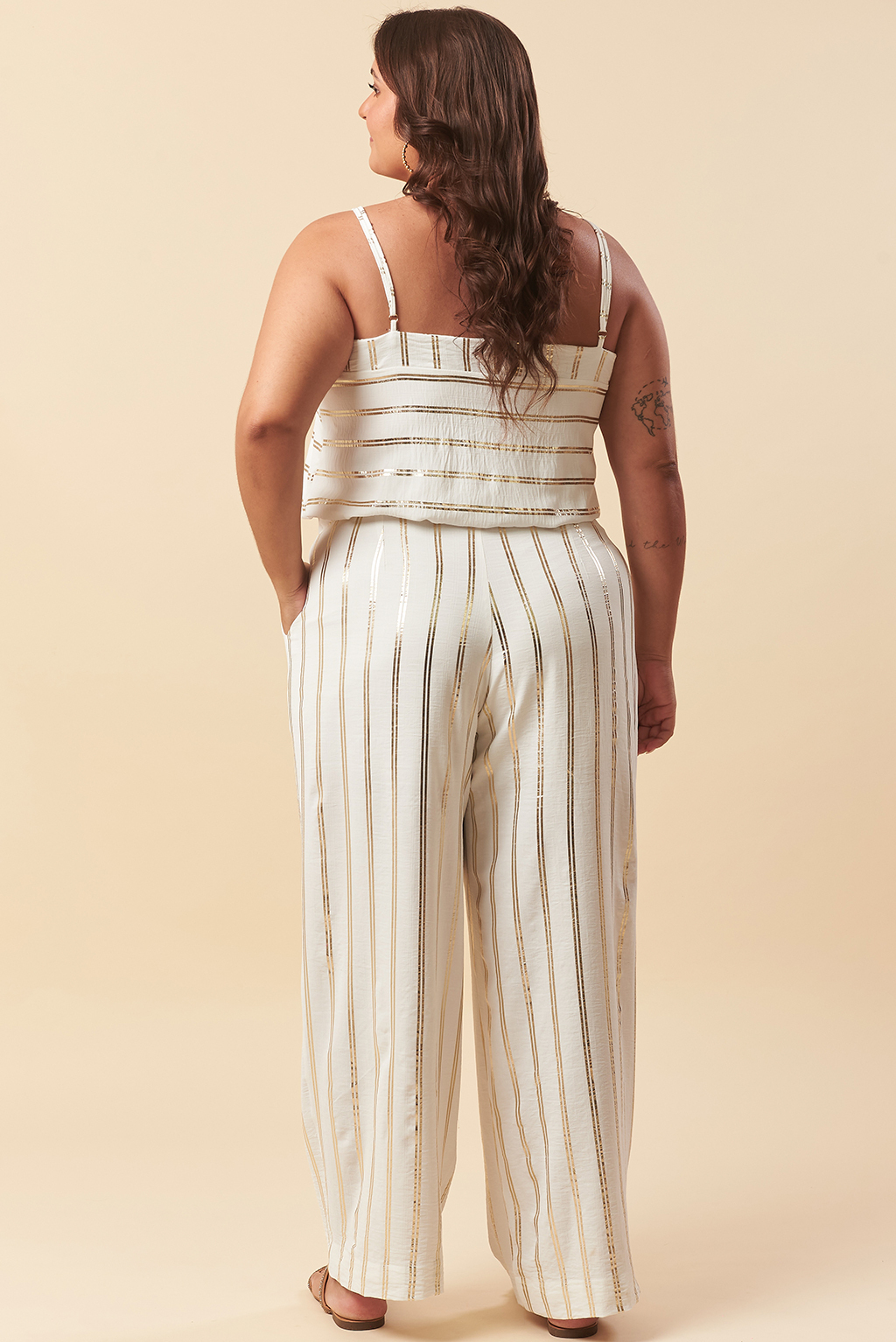 Calça crepe listras laterais 2025