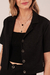 Blazer Cropped Linho com Elastano Preto - comprar online