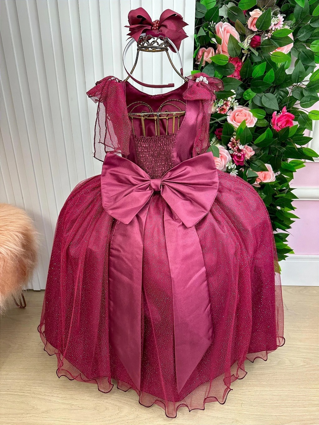 Vestido de festa infantil cor marsala 2025