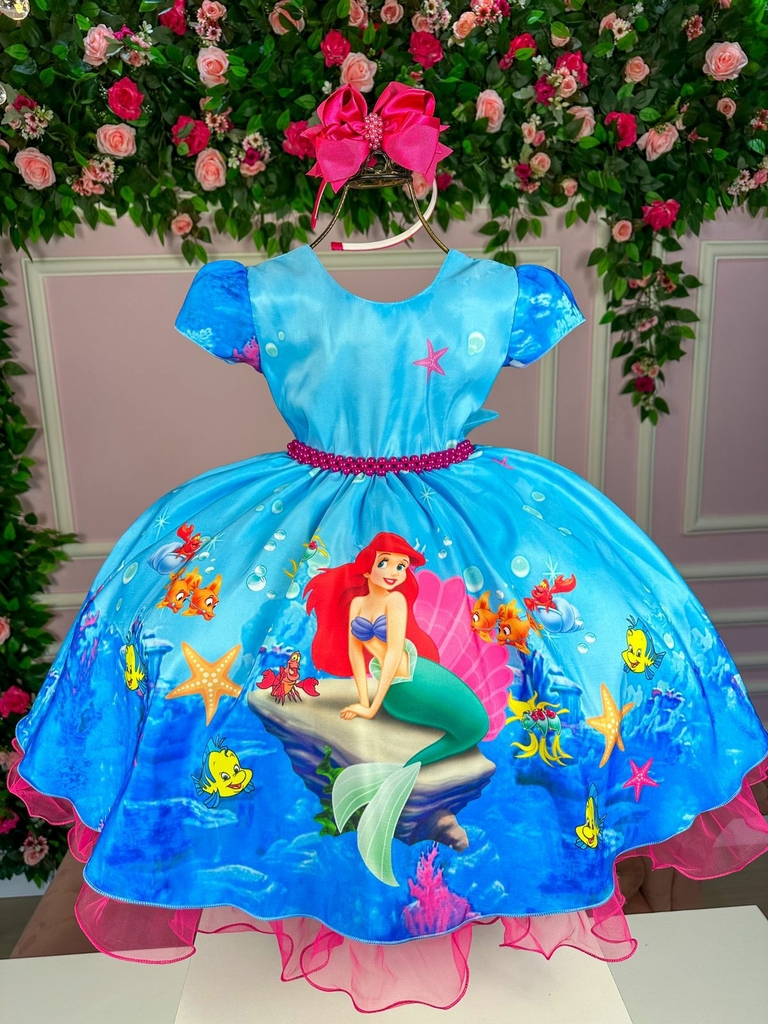 Vestido Filme Pequena Sereia Ariel Infantil Menina