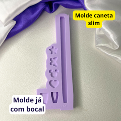 Molde caneta slim com cavidades para fazer bocal de resina. 6mm e todas com acabamento brilhante na lateral da caneta.