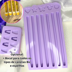 Molde de silicone caneta slim com 7 cavidades + pingentes. Molde bocal opcional. na internet