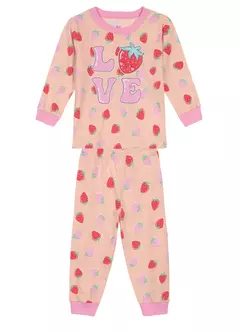 Pijama Infantil Brandili Longo Morangos na internet