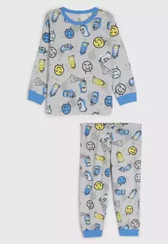 Pijama Infantil Brandili Longo Estampado Cinza - comprar online