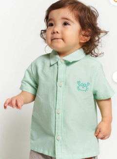 Camisa Infantil Bebê Menino Fundo do Mar – Tam. 9 a 12 meses – Jeans azul - comprar online