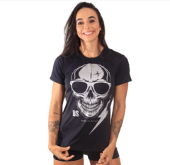 Camiseta feminina Skull Glasses BSCross - Preto