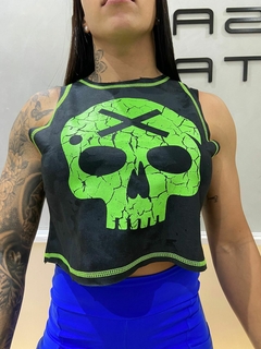 Cropped BSCross Skull - Preto/Verde Neon - comprar online