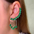 Brinco Ear Cuff Gotas Verdes Franjas Banho Ouro na internet