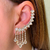 Brinco Ear Cuff Gotas Cristal Franjas Banho Ouro - comprar online