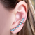 Brinco Ear Cuff Zircônias Azuis Folheado em Ródio Branco - comprar online
