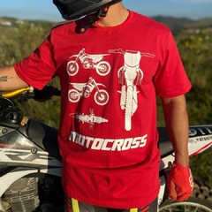 Camiseta Motocross Vermelha 100% Algodão - loja online