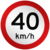 Placa R19 Velocidade máxima permitida 40km