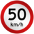 Placa R19 Velocidade máxima permitida 50km
