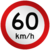 Placa R19 Velocidade máxima permitida 60km