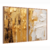 Imagem do Quadro Decorativo Kit 2 Quadros Abstrato em Canvas Pintura de Arte Branca Dourada, com Pincelada de óleo