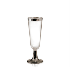 Taça Champanhe Borda Prata 150ml C/12 Unidades - Silver Plastic