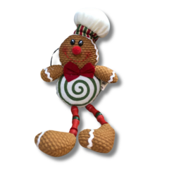 Boneco Menino "Gingerbread" Pendurar (Verde Bege), 21 cm - Florarte