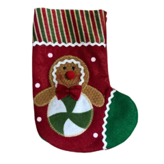 Meia Gingerbread Natalina (Vermelho Verde), 21 cm - Florarte