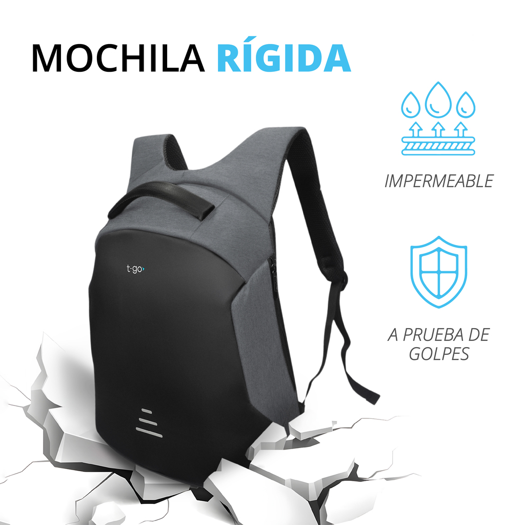 Mochila Para Notebook Frente Rigido Ejecutiva Urbana Impermeable AB346 color Gris