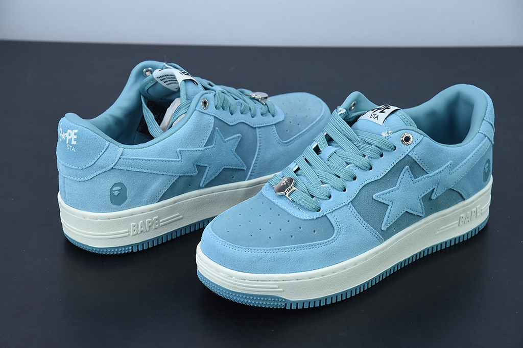 A Bathing Ape Bape Sta Low Blue Suede