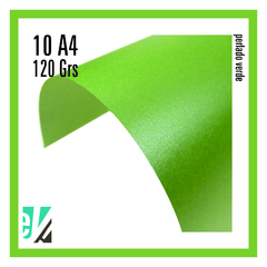 10 hojas A4 perlado Verde 120 grs
