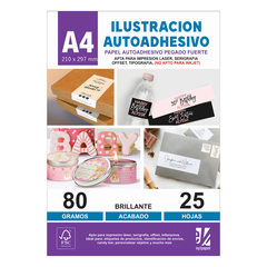Papel Autoadhesivo Fasson A4 Ilustracion por 25 Hjs.