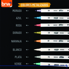 Marcador Evoke Metalizados Doble Punta Pincel X 8 Colores - comprar online